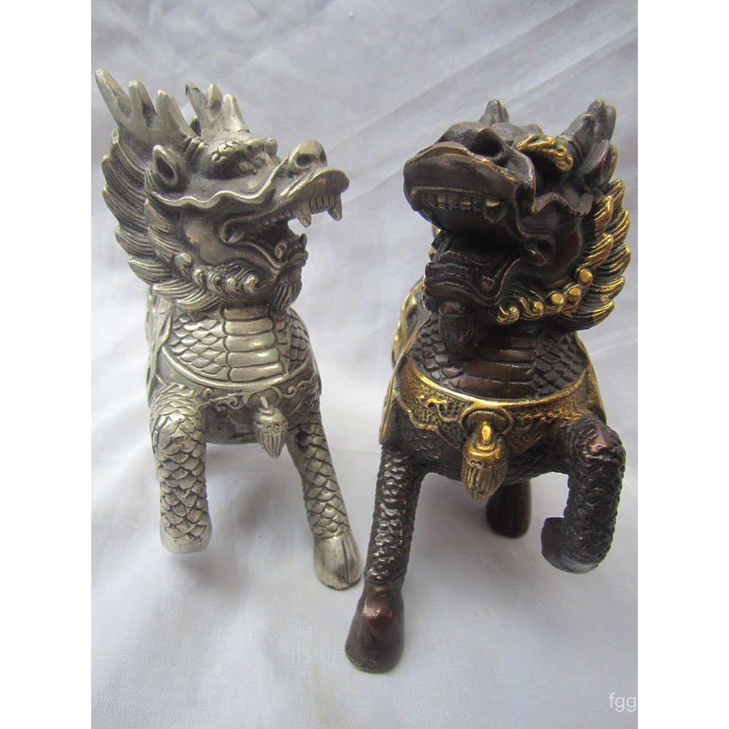 Kirin Distressed Kirin เครื่องประดับคู่โบราณทองเหลือง Kirin เล่นโบราณ Fire Kirin KPWP