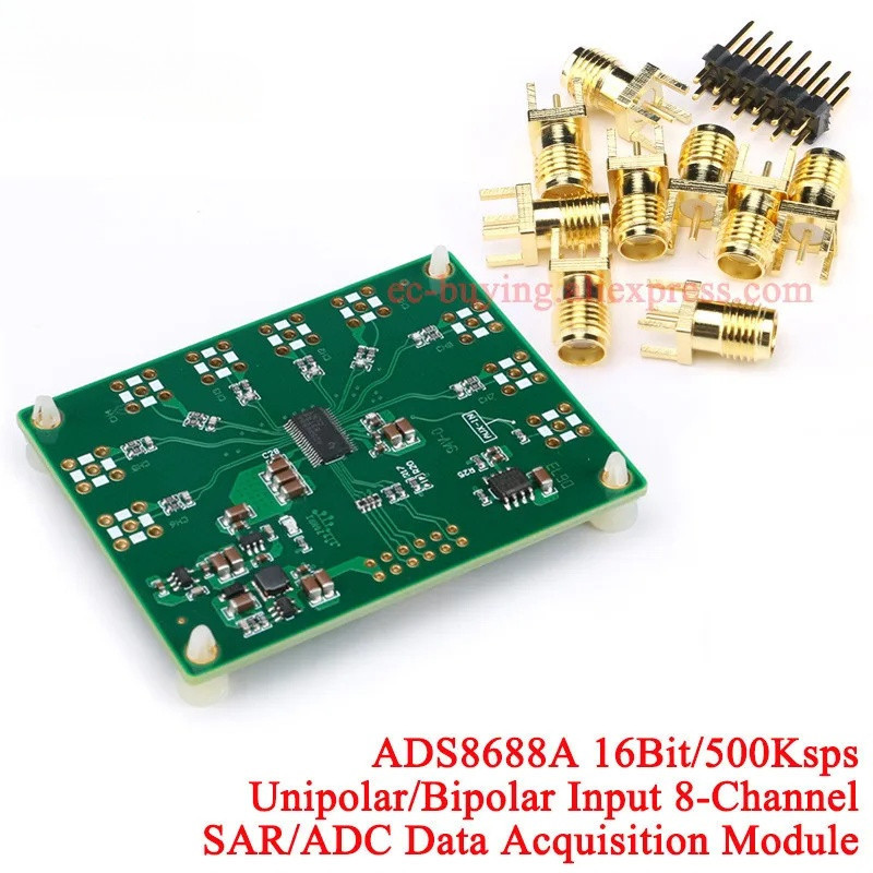 ADS8688A SAR/ADC Data Acquisition Module 16Bit 500Ksps Single/Bipolar Input 8-Channel DC 3.3V RS232 