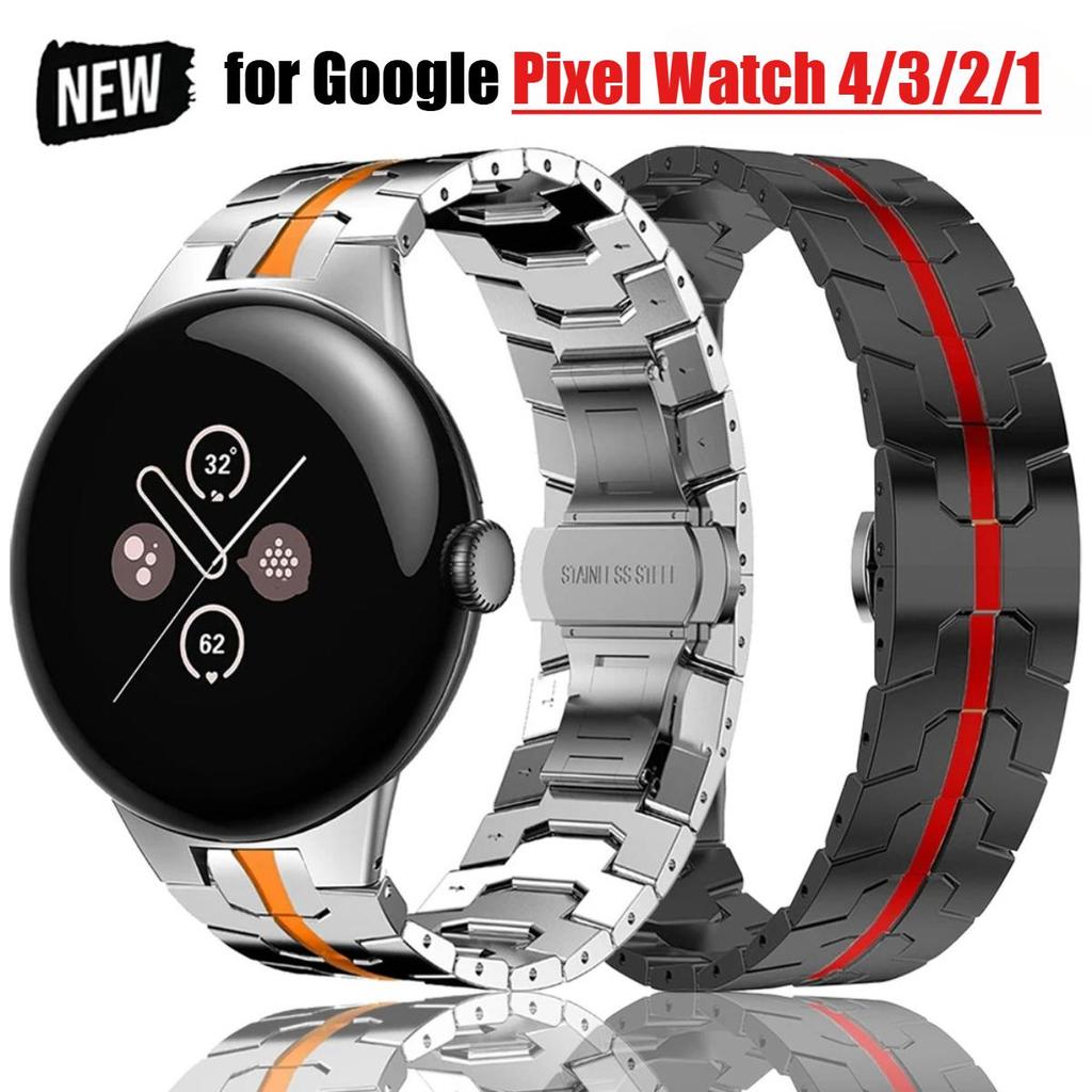 สายสแตนเลสหรูหราสําหรับ Google Pixel นาฬิกา 4/3 41 มม. 45 มม. สร้อยข้อมือโลหะสําหรับ GOGLE Pixel นาฬ
