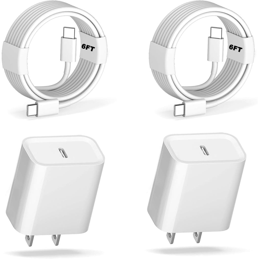 iPad Pro USB C Charger,[2Pack] Type C Charger Fast Charging Brick Block with 6FT Long USB C to C Fas