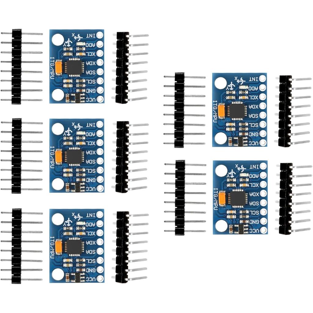 AITRIP 5 Pcs GY-521 MPU-6050 MPU6050 Module,6 DOF MPU-6050 3 Axis Accelerometer Gyroscope Sensor Mod