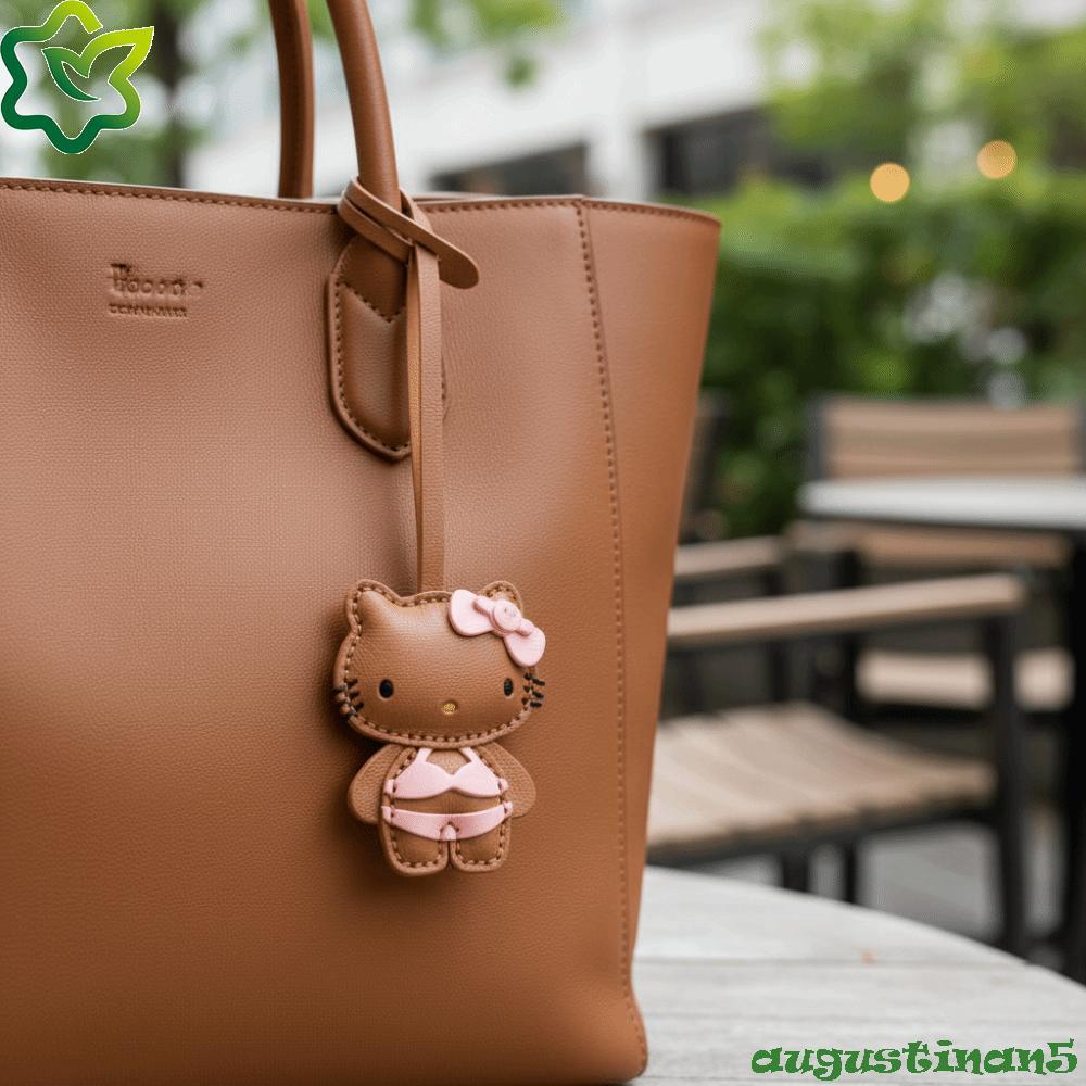 AUGUSTINAN จี้หนัง Pu, KT Cat พวงกุญแจรถหนัง Kitty พวงกุญแจ, แฟชั่นน่ารักการ์ตูนสร้างสรรค์กระเป๋าจี้อุปกรณ์เสริมในรถยนต์