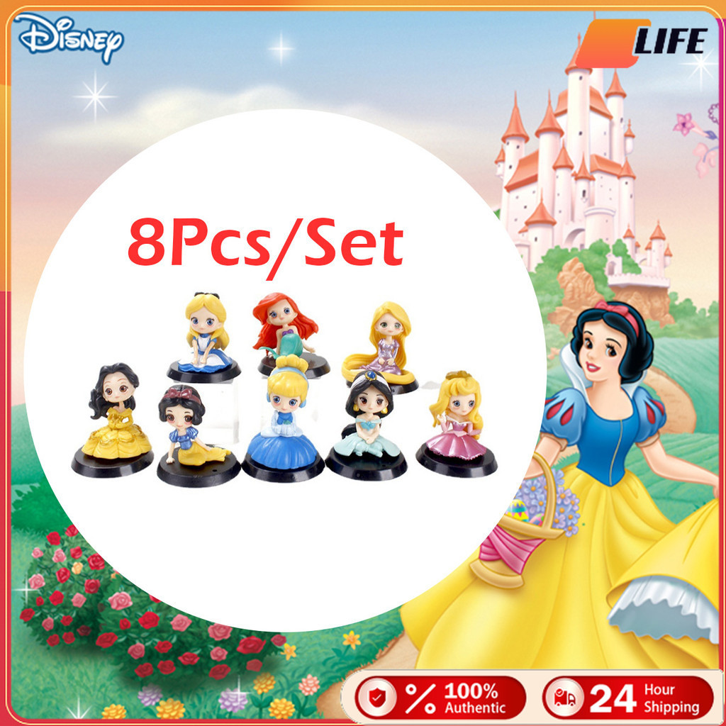 เก็บปลายทาง！ชุด8ชิ้น โมเดลฟิกเกอร์เจ้าหญิงดิสนีย์ แบบPVC ตุ๊กตาเจ้าหญิง ตกแต่งเค้ก ของเล่นของขวญ