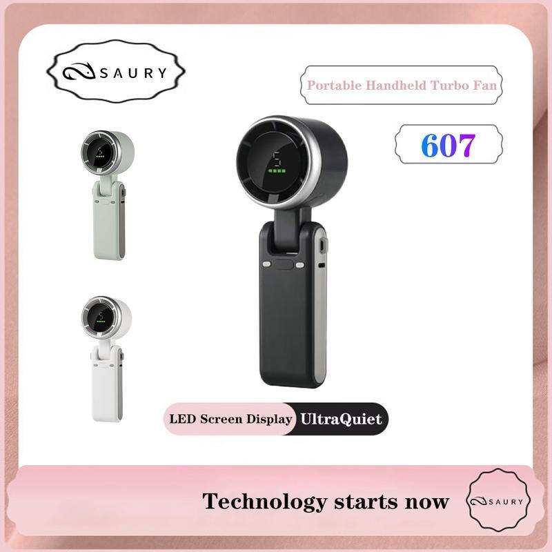 ซูรี่ 607 พัดลมเทอร์โบพับได้แบบพกพา 5 ความเร็วชาร์จมินิมือถือห้อยคอ
