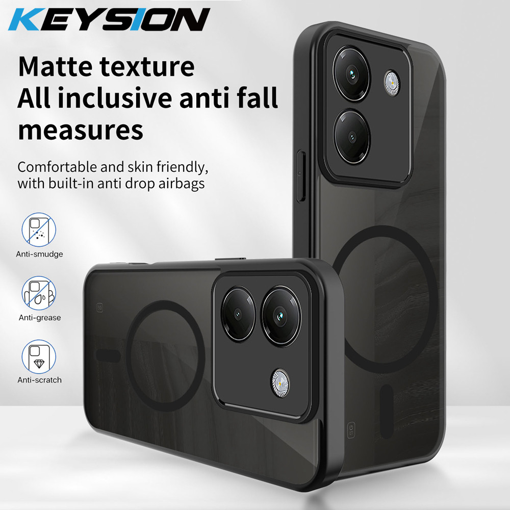 KEYSION เคสโทรศัพท์แม่เหล็กสําหรับ Xiaomi POCO M7 Pro 5G ซิลิโคน + PC Matte โปร่งแสงใสกันกระแทกฝาหลังสําหรับ POCO M7 Pro