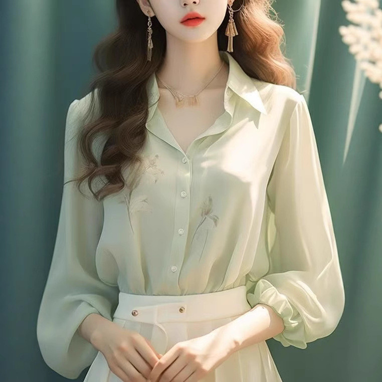 เสื้อกันแดดสีเขียวพิมพ์ครีม Mint Mambo เหมาะสำหรับฤดูใบไม้ผลิ