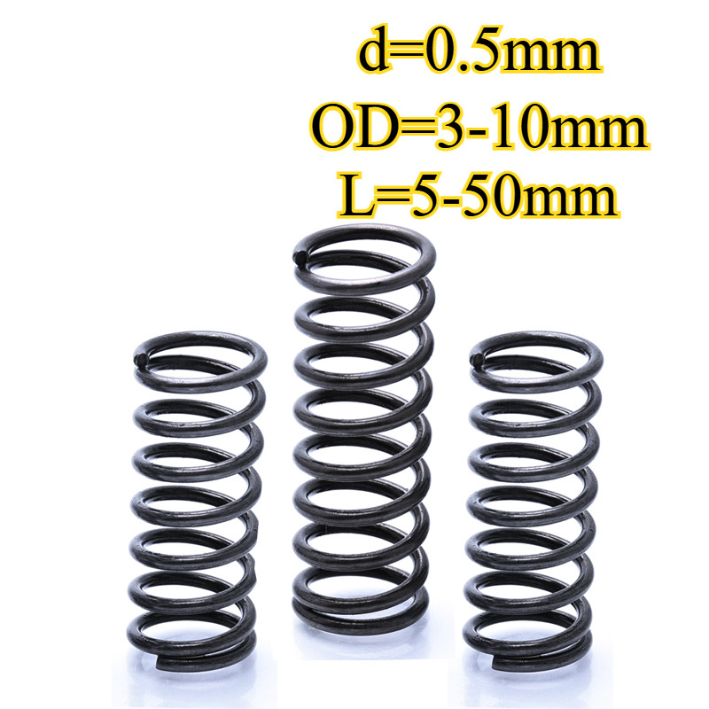 สปริงกด-สปริงดัน เหล็กสปริง เหล็กแมงกานีส 65Mn d=0.5mm*OD=3-10mm*L=5-50mm【BQ-MB-1】