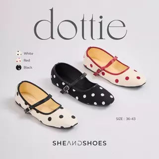 🚗 ส่งด่วน กทม - DOTTIE รองเท้า Mary Jane ลายจุด [ Sz.36-43 ] ( เท้าอวบแนะนำเพิ่มไซส์ )