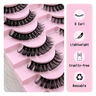 5 คู่ขนตาปลอม/กล่อง Eyelash Extension D ม้วน DIY Reuse ที่บ้านคริสต์มาสฮาโลวีนเวทีแต่งหน้า ขนตาปลอม 3D อ่อนนุ่มแล
