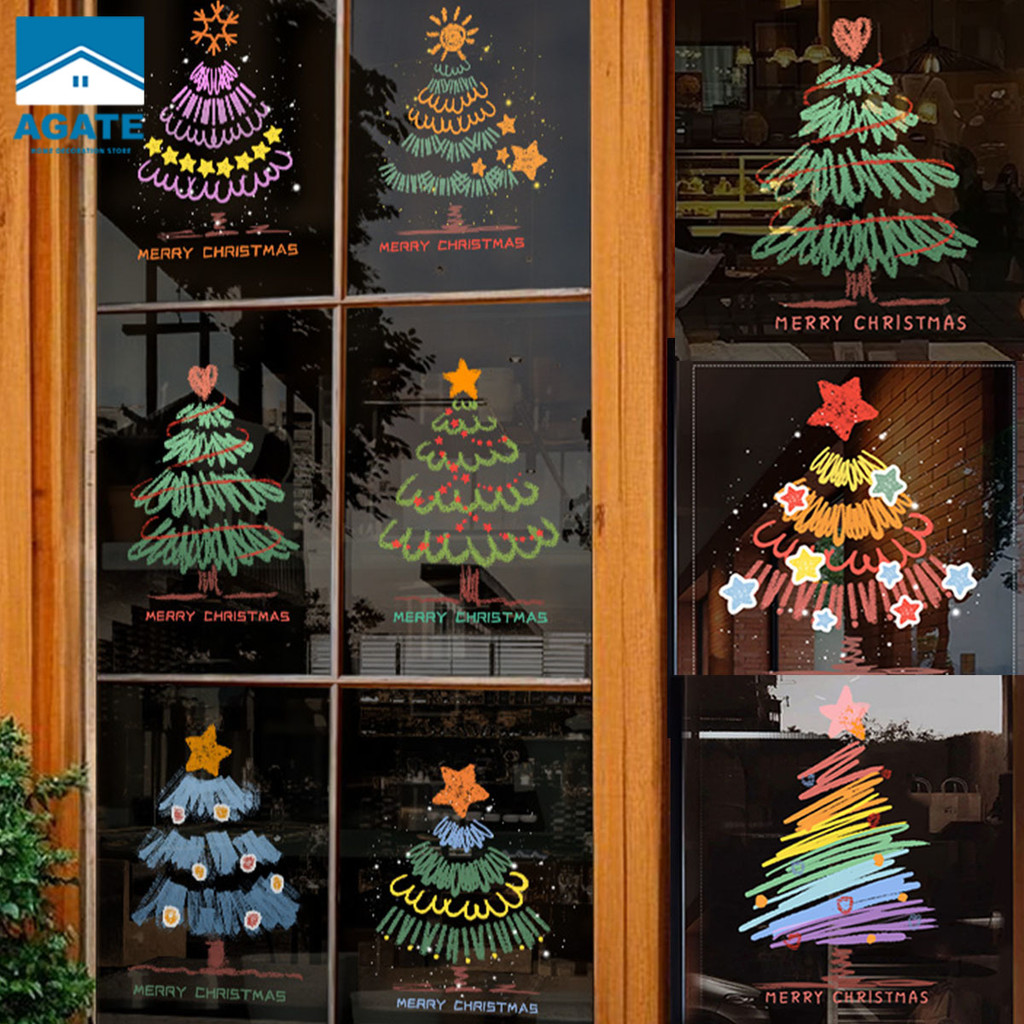 สติ๊กเกอร์คริสต์มาส สติกเกอร์คริสต์มาสกันน้ำ Christmas stickers สติกเกอร์ติดกระจก ลายคริสต์มาส ติดกระจก ประตู หน้าต่าง