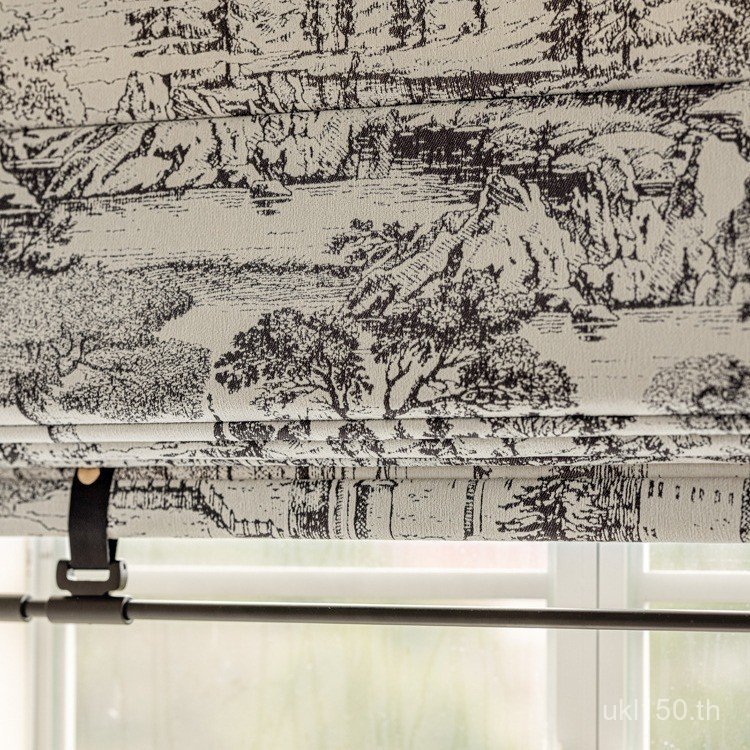 ใหม่สไตล์จีนเจาะฟรี Chenille ห้องนอนโรมันระเบียง Study ผ้าม่านปราสาท Blackout ยกผ้าม่านโรมัน Roller 