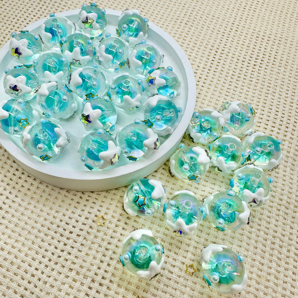 ลูกปัดเพ้นท์มือ: Snowy Stars