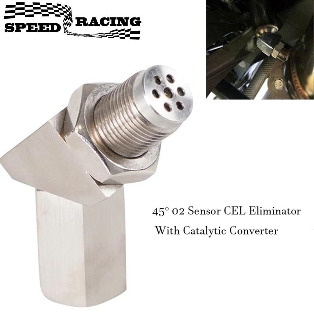 คุณภาพสูง 45 องศา O2 เซนเซอร์ออกซิเจนอะแดปเตอร์อลูมิเนียม Extender Spacer CEL Eliminator พร้อมตัวเร่