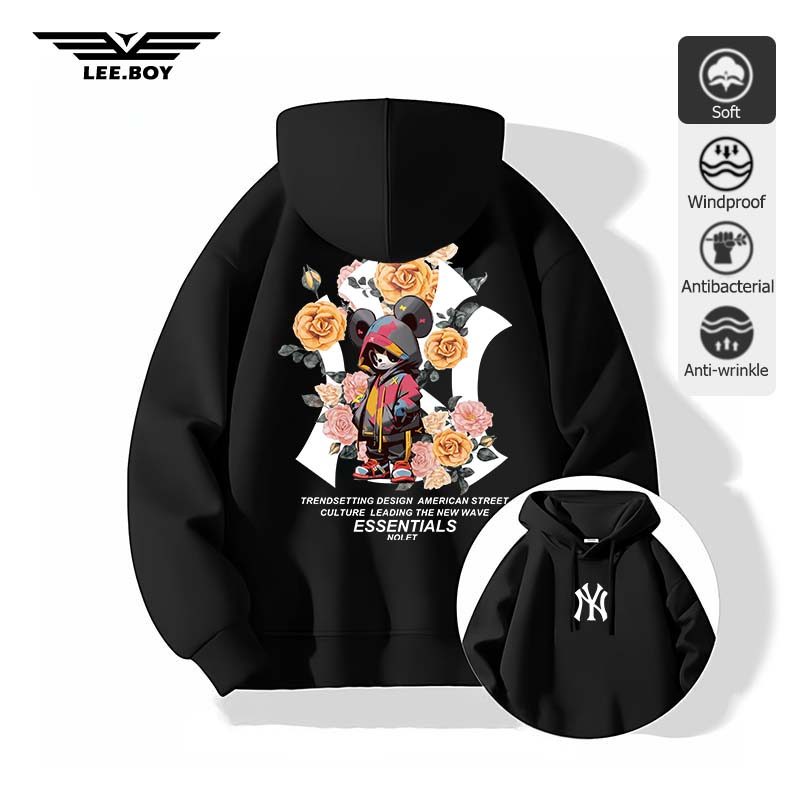 แขนยาว Pull over มีฮู้ดสวมหัว เหมาะกับอากาศหนาว M-3XL ผ้าสำลีหนานุ่ม รูปแบบตัวอักษร (พร้อมส่ง)