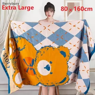 ผ้าเช็ดตัวผ้ากอซขนาดใหญ่ เบอร์รี่ ผ้าหนาและคุณภาพสูง (80*160ซม) ผ้าขนหนูทอ 4 ชั้น การดูดซึมน้ําได้ดี ระบายอากาศดีเยี่ยม และ การกัด ใหม่