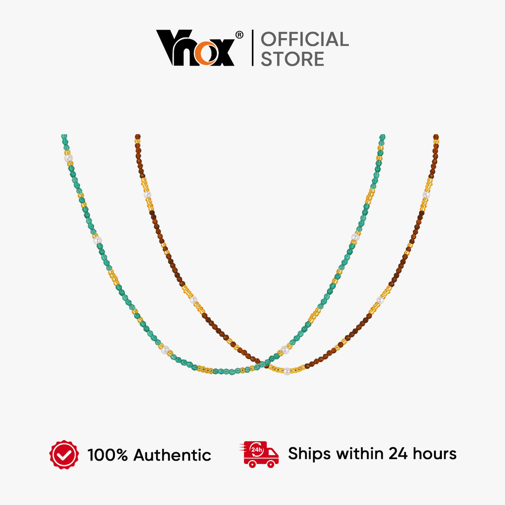 Vnox Boho Colorful Irregular Mixed Beaded Choker Necklace for Women Girl