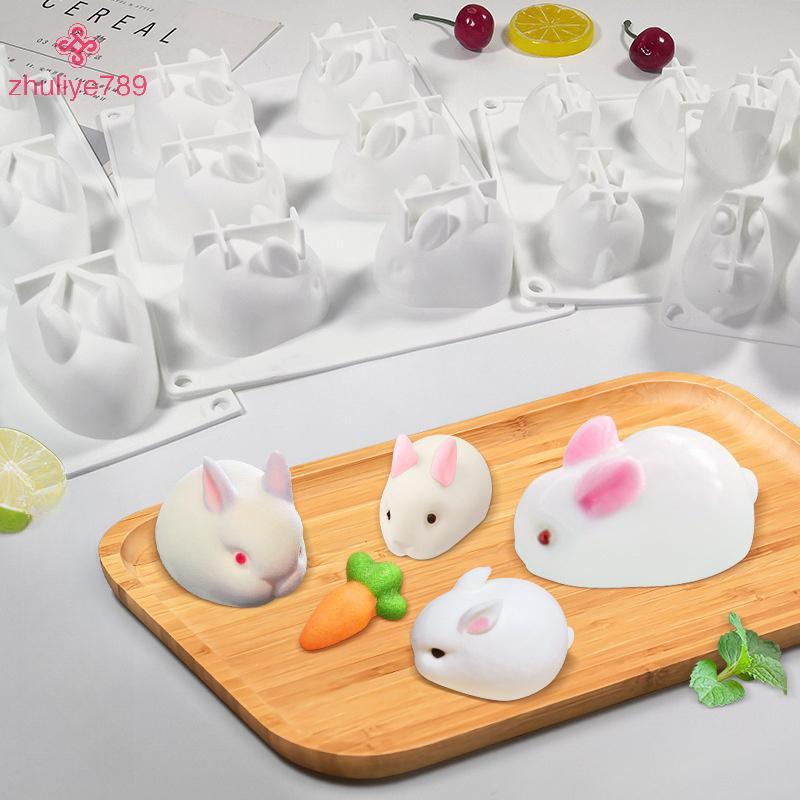 <zhuliye789> 3Dซิลิโคนกระต่ายแม่พิมพ์Fondantกระต่ายแม่พิมพ์ช็อกโกแลตเค้กแม่พิมพ์2/6-Celevityมูสเค้กต