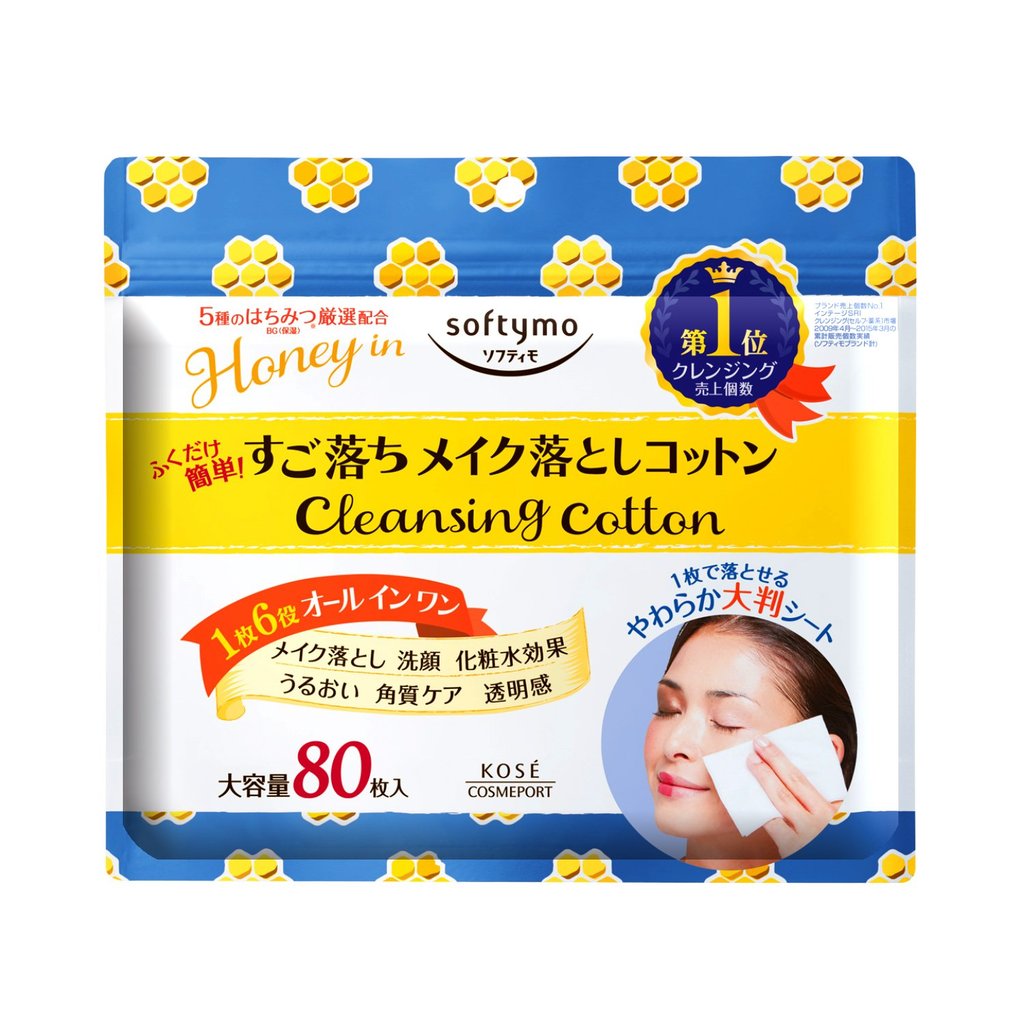 KOSE Sofymo Cleansing Cotton (Honey Mild) 80 Sheets- Shipping from Japan -
