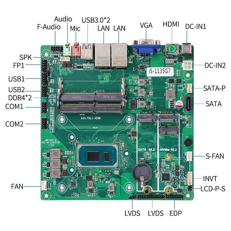 Corey 11th Generation mini-ITX เมนบอร์ด All-in-One Self-Terminal เมนบอร์ด Dual สุทธิ Dual String เมน