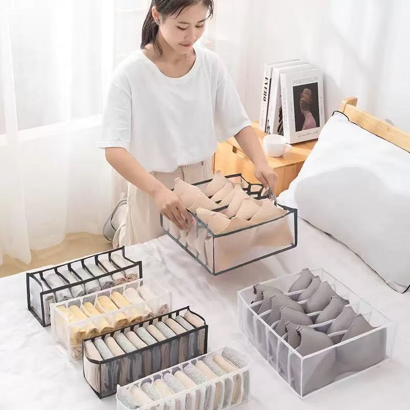 Hot Sale#Jeans Storage Box Clothes Storage Grid Drawer-Type Divider Organizer Box Underwear Storage 
