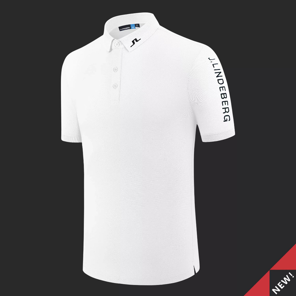 J.LINDEBERG ฤดูร้อนสไตล์ใหม่ผู้ชายกอล์ฟกีฬาแขนสั้นเสื้อยืด Breathable POLO เสื้อยืด JL001
