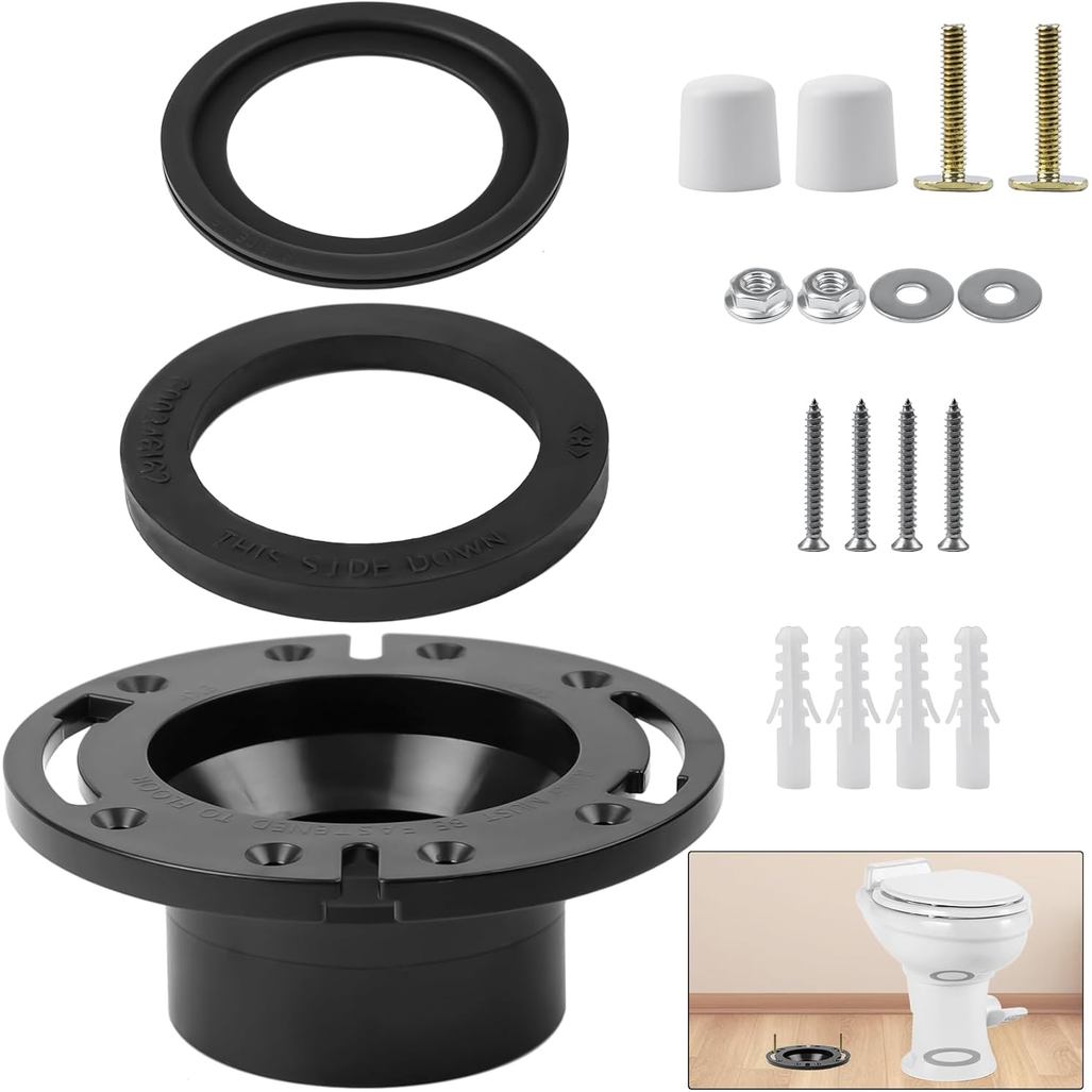 RV Toilet Seal and 3" Socket Floor Flange Kit for Dometic 300 310 320 RV Toilets, Replacement Parts 