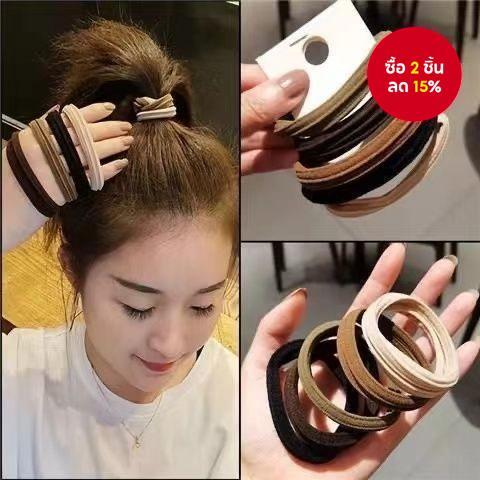 10ชิ้นสีชานมไม่มีรอยต่อยืดหยุ่นผูกผมผ้านุ่มที่มีการออกแบบกว้างเพื่อความสบายและสไตล์