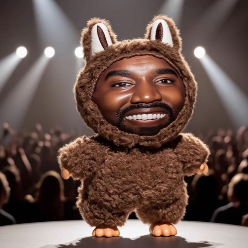 Layeye Kanye สไตล์เดียวกันตุ๊กตาสนับสนุนจี้ Spoof พวงกุญแจ Kanye สินค้า yeye เครื่องประดับ remakev