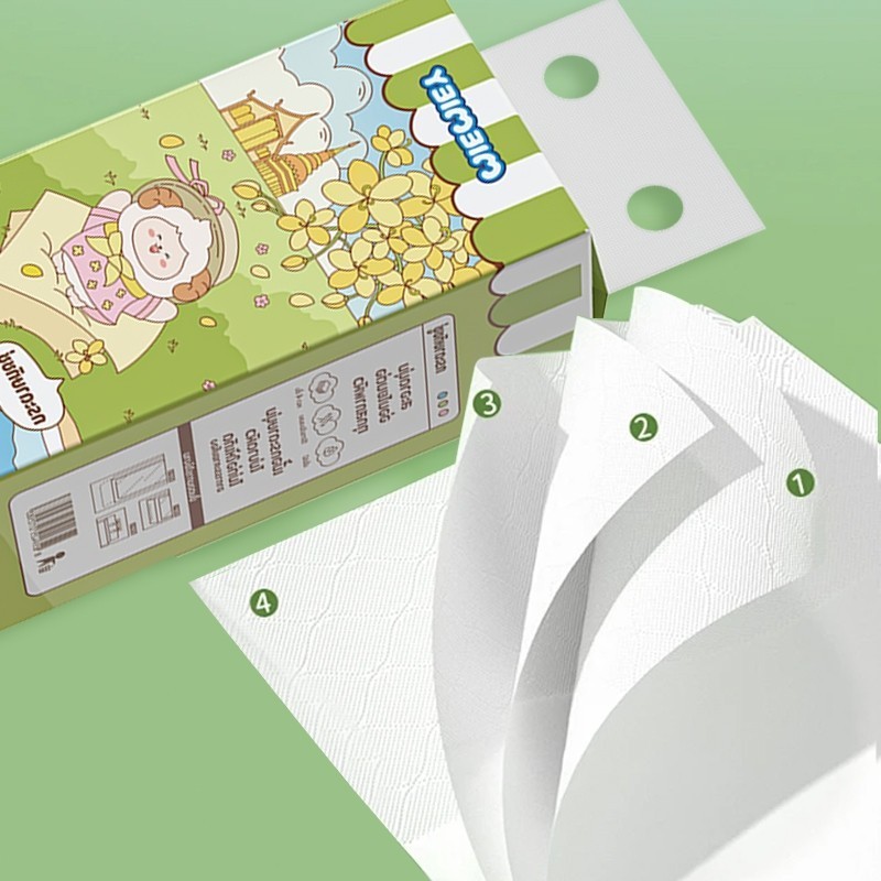 กระดาษทิชชู่ดึงได้ ทิชชู่แขวนผนัง กระดาษเช็ดหน้า 4 ชั้น กระดาษชำระ ทิชชู่เช็ดมือ แบบดึง ขนาด 1000 ชิ้น - รูปที่ 2