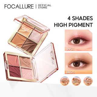 FOCALLURE Shimmer Eyeshadow Palette 4 Shades Long Wear High Pigment Easy to take