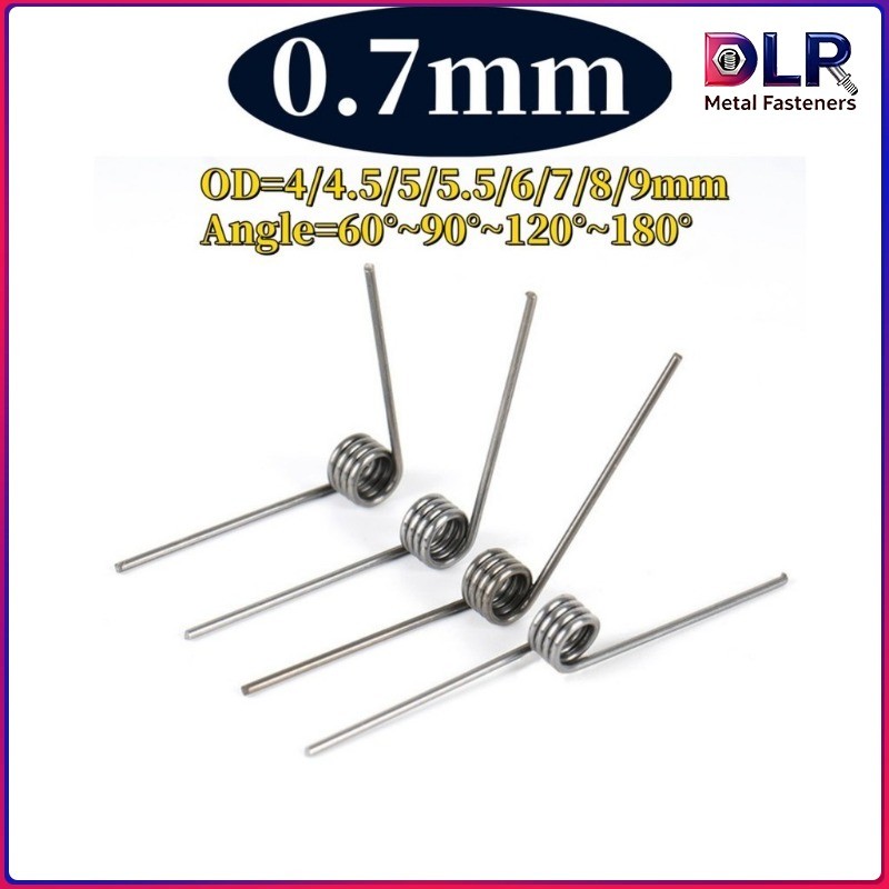 สปริงบิดรูปตัว V SUS304 ขนาด d0.7mm*OD4-9mm*มุม60-180° [DLR-FC]