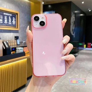 เคสโทรศัพท์ใสสีน้ำเงินและชมพูแบบโปร่งแสงรูใหญ่สไตล์มินิมอลสำหรับ iPhone 11, 16, 15, 14, 13, 12 Pro Max