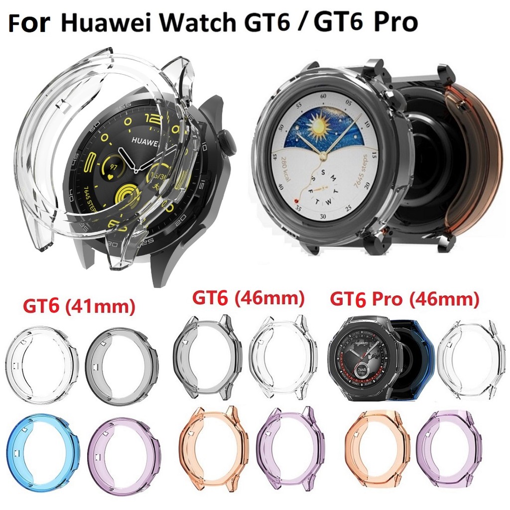 Clear Frame For Huawei watch GT 6 เคส Soft Protective เคส Huawei Watch gt 6 pro Case TPU Shell For Huawei watch GT 5 เคส For Huawei gt6 Case Bumper GT5 Pro Candy Color GT6 Bumper For เคส GT6 Pro Case
