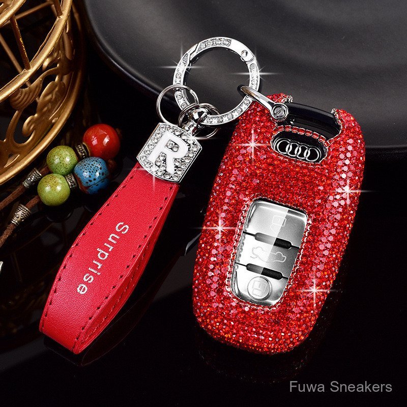 เหมาะสําหรับ Audi All-Included Key Case ยี่ห้อใหม่ A4L กรณี TT/A6L/Q5/Q3/A3/Q7/A8 ผู้หญิงรถเพชร