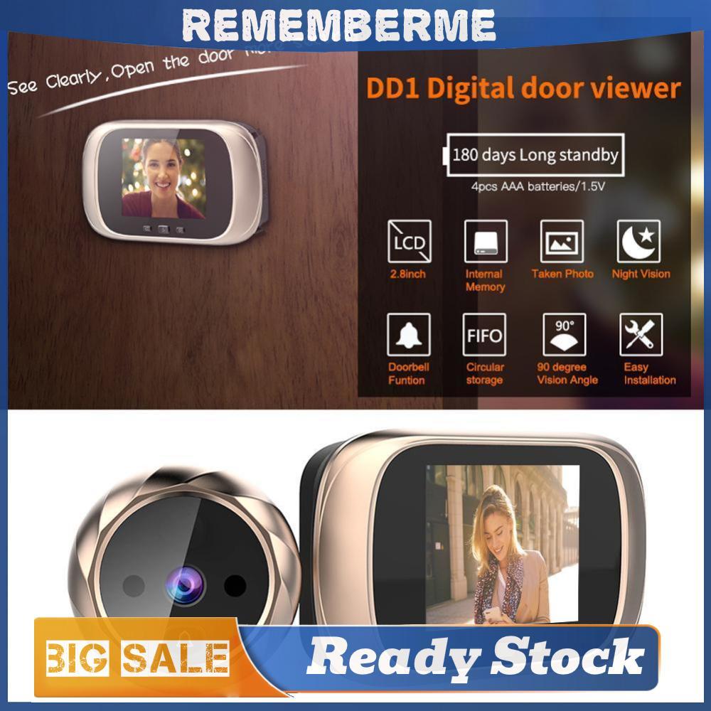DD1 2.8 นิ้วหน้าจอ Digital Doorbell 0.3MP ประตู Peephole กล้อง Viewer ประตู Bell