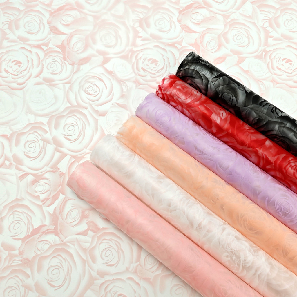 กระดาษห่อของขวัญลายดอกกุหลาบ กระดาษห่อของขวัญลายดอกกุหลาบใส กันน้ำ กระดาษห่อช่อดอกไม้แบบหนา แพ็คละ 20 แผ่น - รูปที่ 5