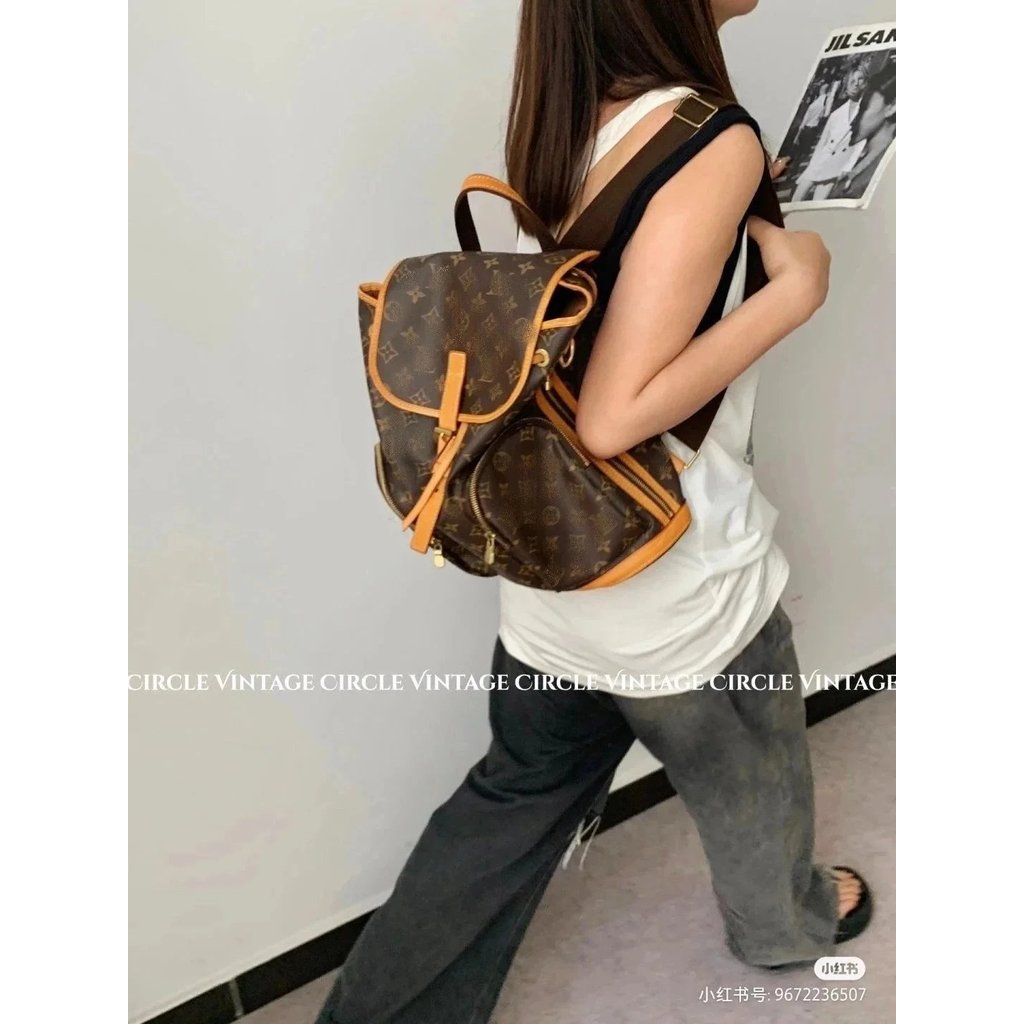 กระเป๋าเป้ bosphore bosphore bosphor Same Style Mens Backpack School Bag Computer Bag vintage Classi