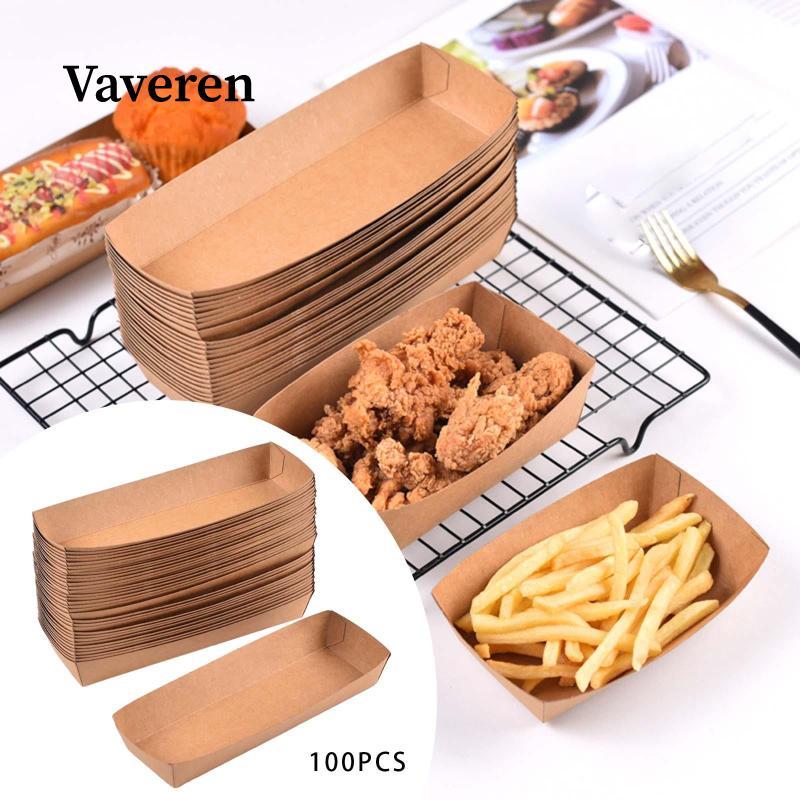 [Vaveren] ตะกร้าเสิร์ฟ Non Reusable Holders 100x สําหรับ Nachos Sandwiches French Fries