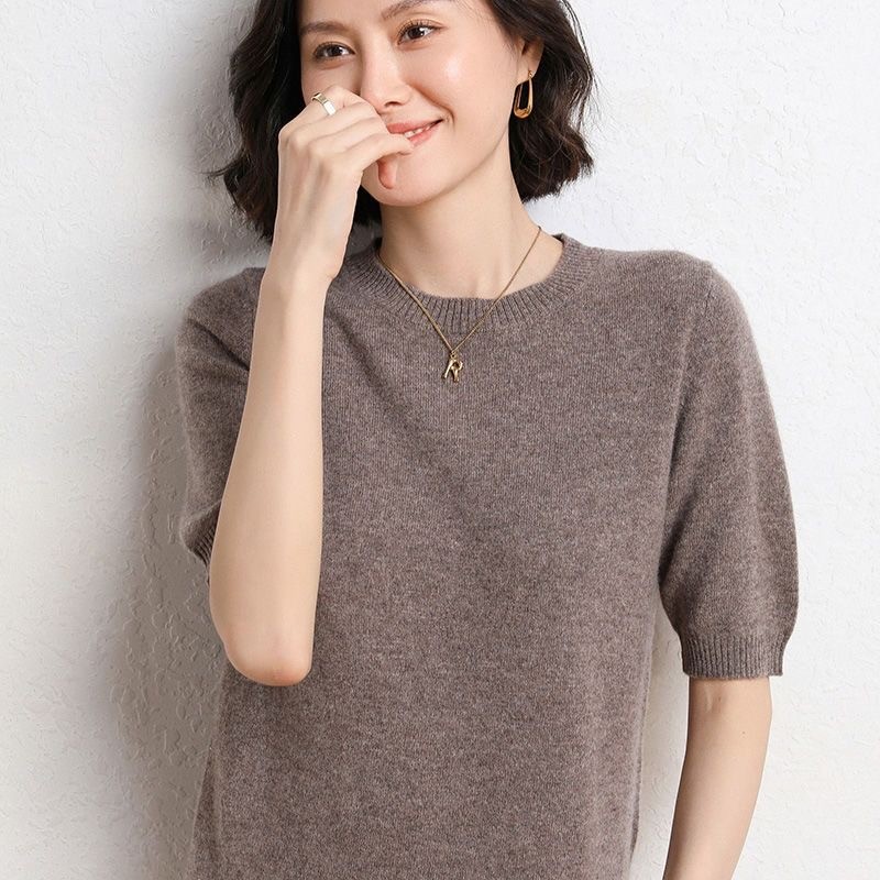 Cuties 88027 เสื้อยืด แขนสั้น ผ้าถัก สไตล์ใหม่ สําหรับผู้หญิง สื้อไหมพรมเนื้อนุ่ม[คอกลม แขนสั้น