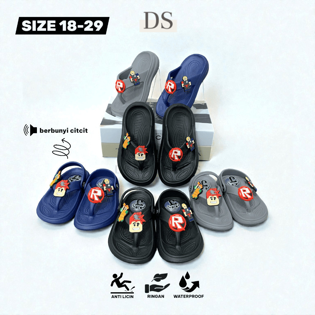 DS Roblox Character รองเท้าแตะเด็กสําหรับเด็กชายและเด็กหญิงพร้อมเสียงสารภาพ วัสดุ EVA อินเทรนด์ ขนาด