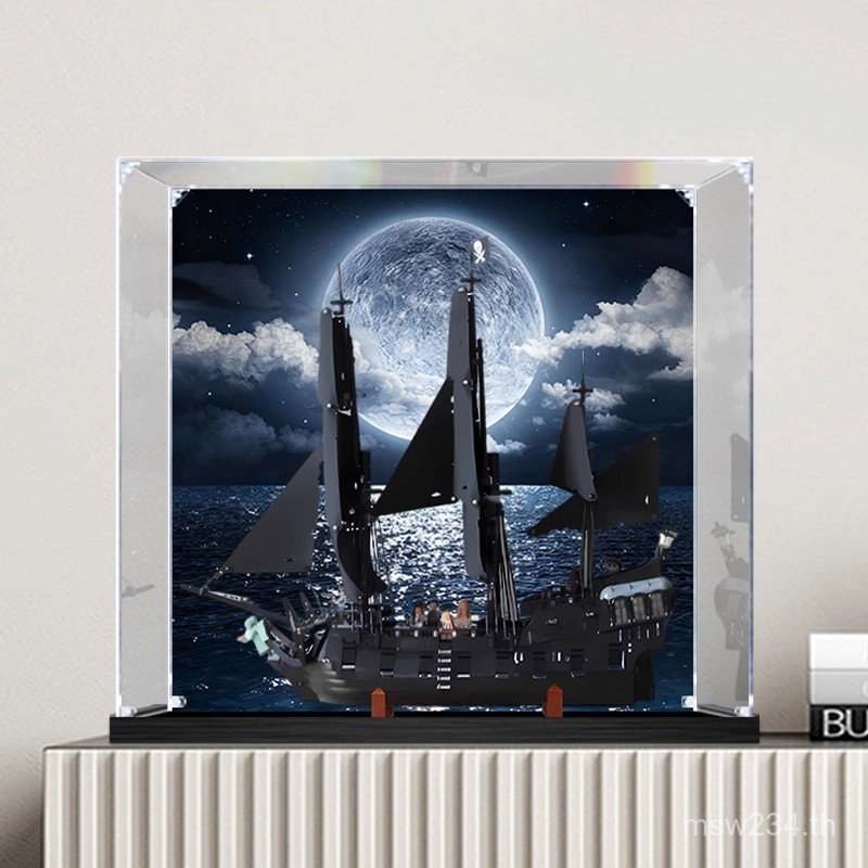 10365 กล่องแสดงอะคริลิกกล่องเก็บไข่มุกสีดํารูปเลโก้โจรสลัดแห่งรถแคริบเบียนเหมาะสําหรับฝาครอบกันฝุ่นห