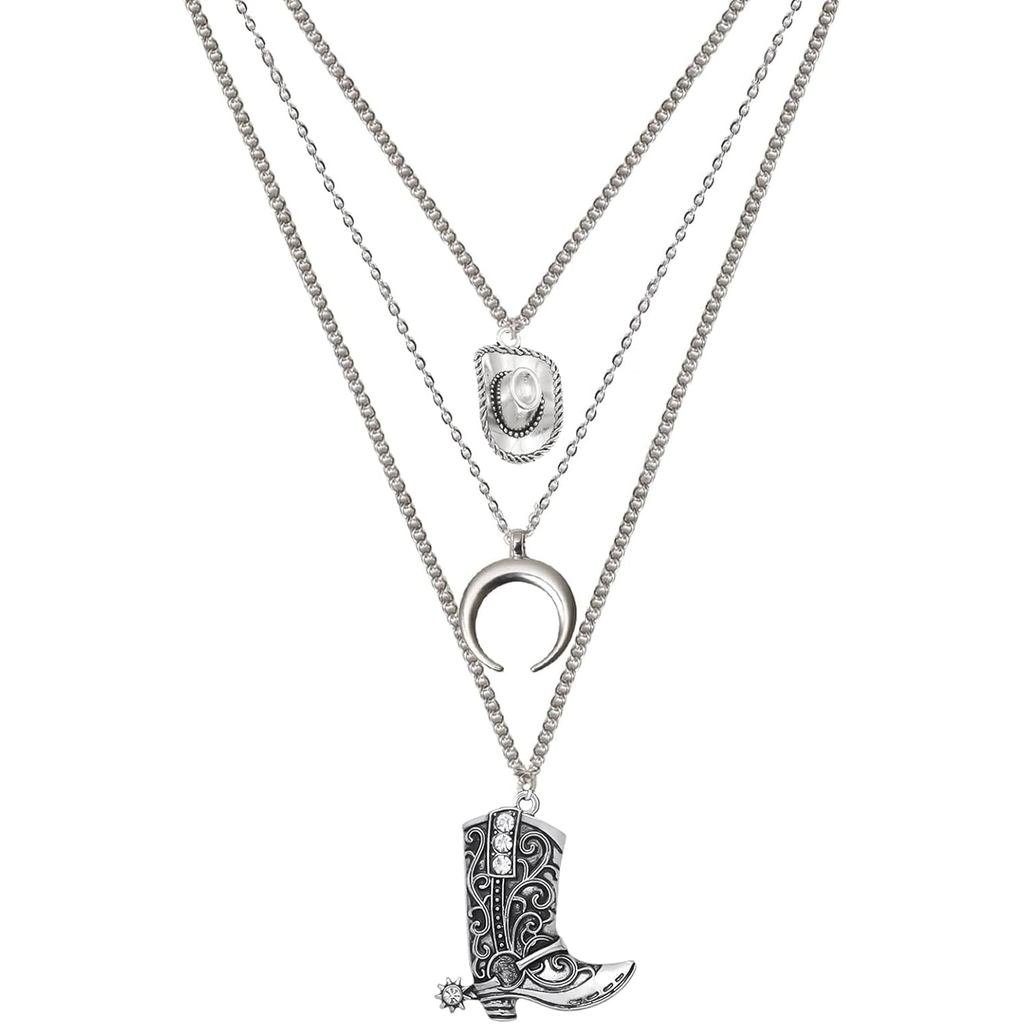 สร้อยคอโบฮีเมียนวิสUAL สไตล์คาวเกิล พร้อมหัวกระทิงและดวงจันทร์ crescent สำหรับชุดคอนเสิร์ต M9WN