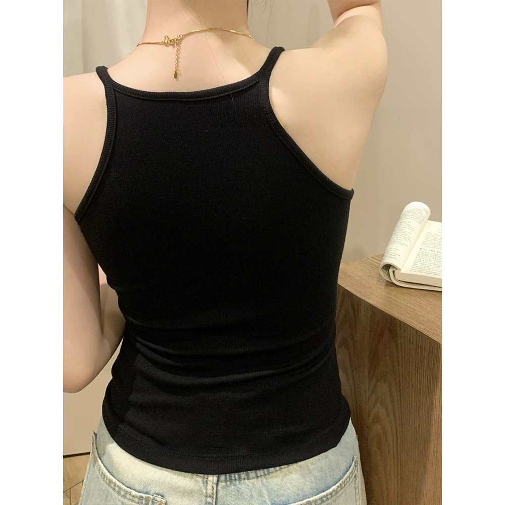 Vogue🌟พร้อมส่ง🌟 เสื้อสายเดี่ยว เสริมฟองน้ำ สีพื้นใส่ได้ทุกวัน (FY1338) - รูปที่ 5