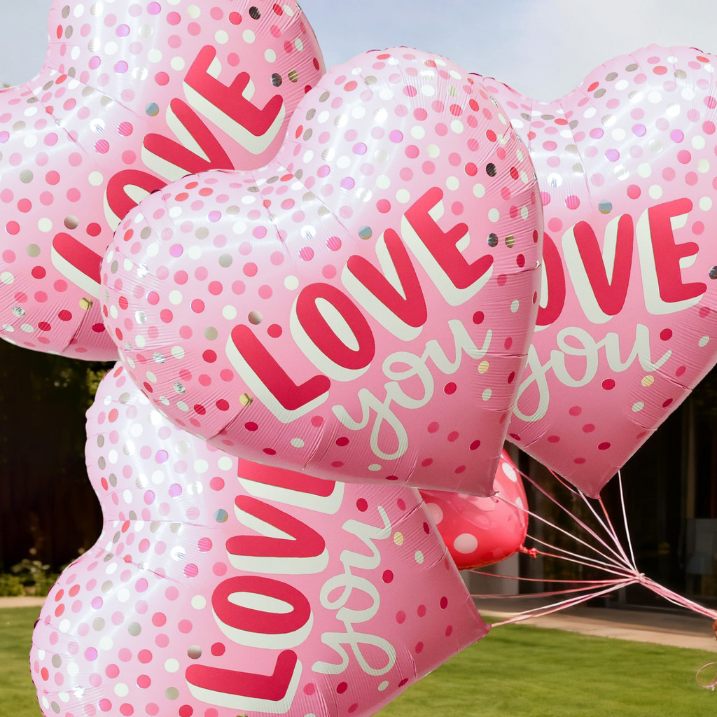 [H&L]1/2 ชิ้น 63 นิ้วหัวใจขนาดใหญ่ Love You บอลลูนลายจุด|ตกแต่งงานแต่งงานวันวาเลนไทน์ |บอลลูนอลูมิเน