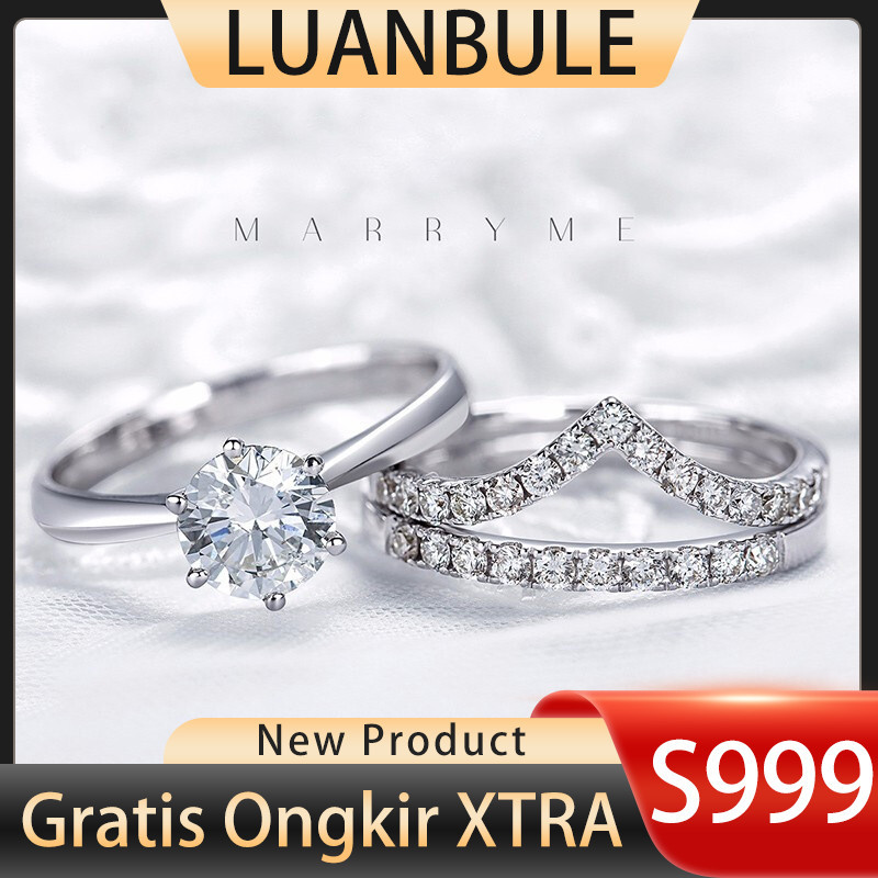 LUANBULE Silver V-Shaped Zircon Ring S999 สไตล์คู่รักผู้หญิง