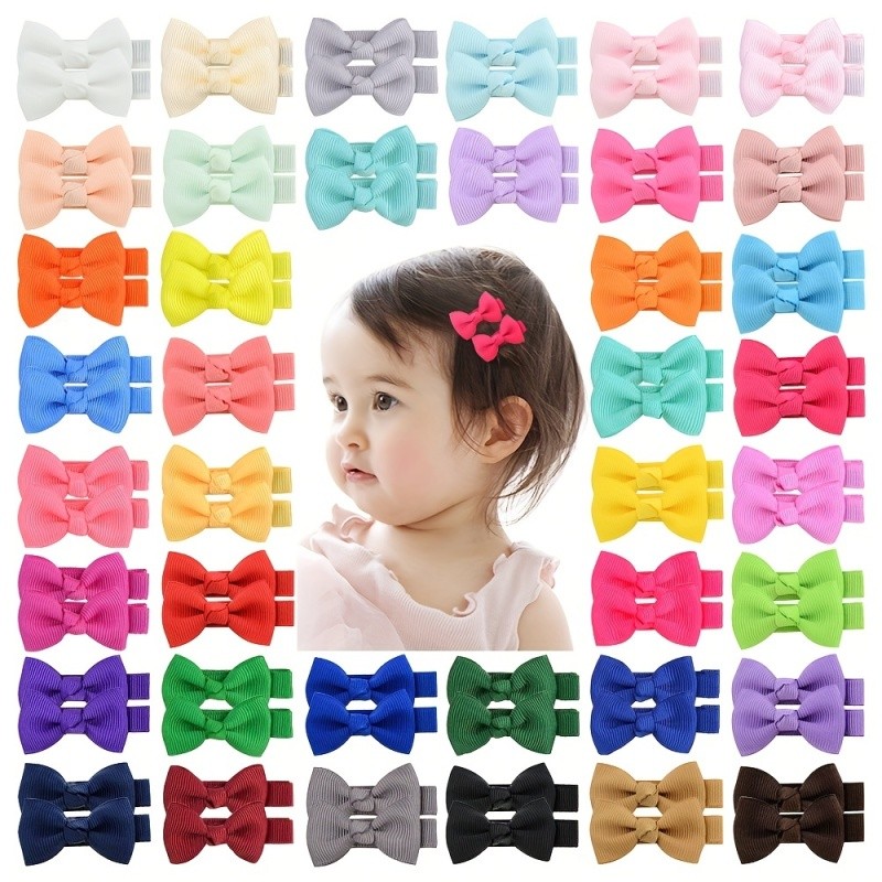ชุดคลิปริบบิ้น Grosgrain หลากสี ขนาดเล็ก สำหรับผมเด็ก จำนวน 20/40 ชิ้น