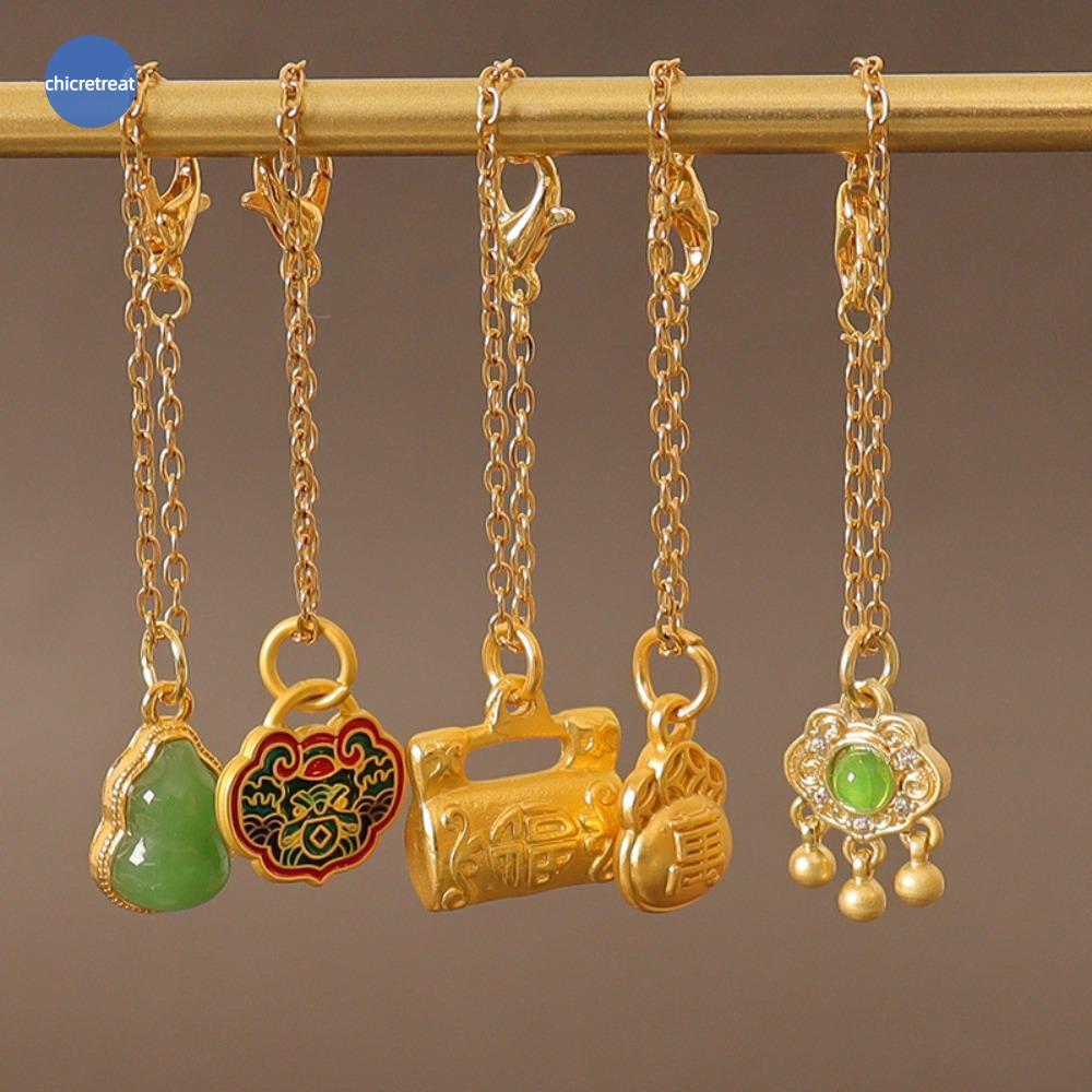 CHICRETREAT สร้อยคอจําลองขนาดเล็ก, 1/6 Blessing Mini BJD หยกหัวเข็มขัดสร้อยคอ, อายุยืนล็อคจีนความงาม