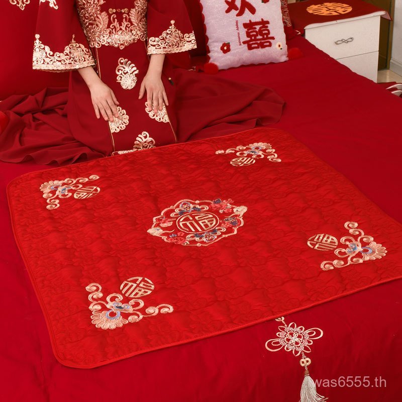 นั่งเบาะแต่งงาน Newcomer Baifu ผู้หญิงเย็บปักถักร้อย Joy ผ้านวมงานแต่งงานเจ้าสาว 2024 ผ้านวมแต่งงานม