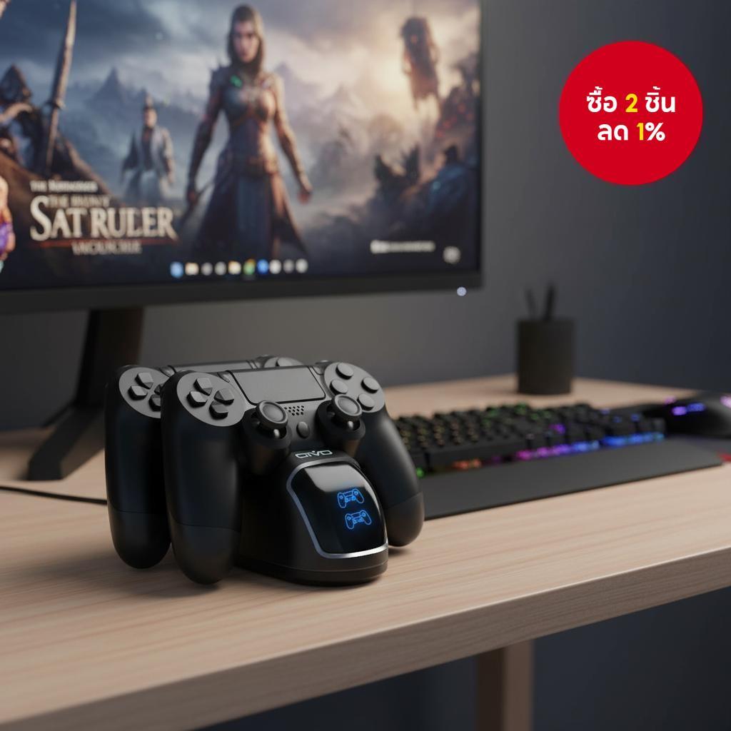 แท่นชาร์จพร้อมขาตั้งคอนโทรลเลอร์และชิปที่ได้รับการอัพเกรดสําหรับ PS4 Pro, PS4 Slim และอุปกรณ์เสริม P