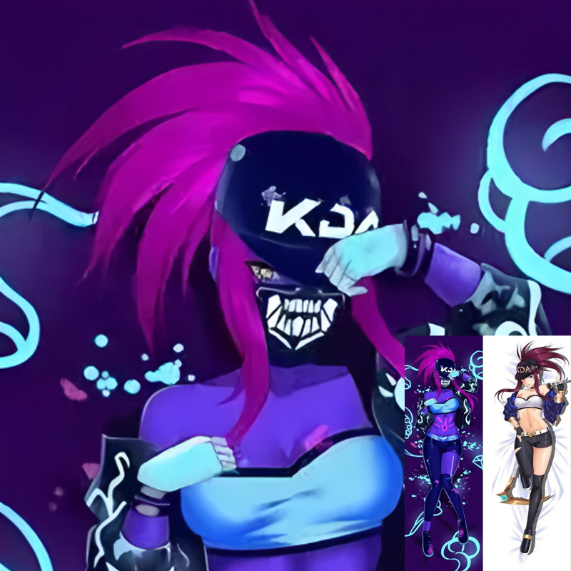 อะนิเมะ Dakimakura เกม LOL KDA Akali Hing Body หมอนยาวโยนเบาะพีชผิวปลอกหมอนตกแต่งบ้าน Xmas ของขวัญ